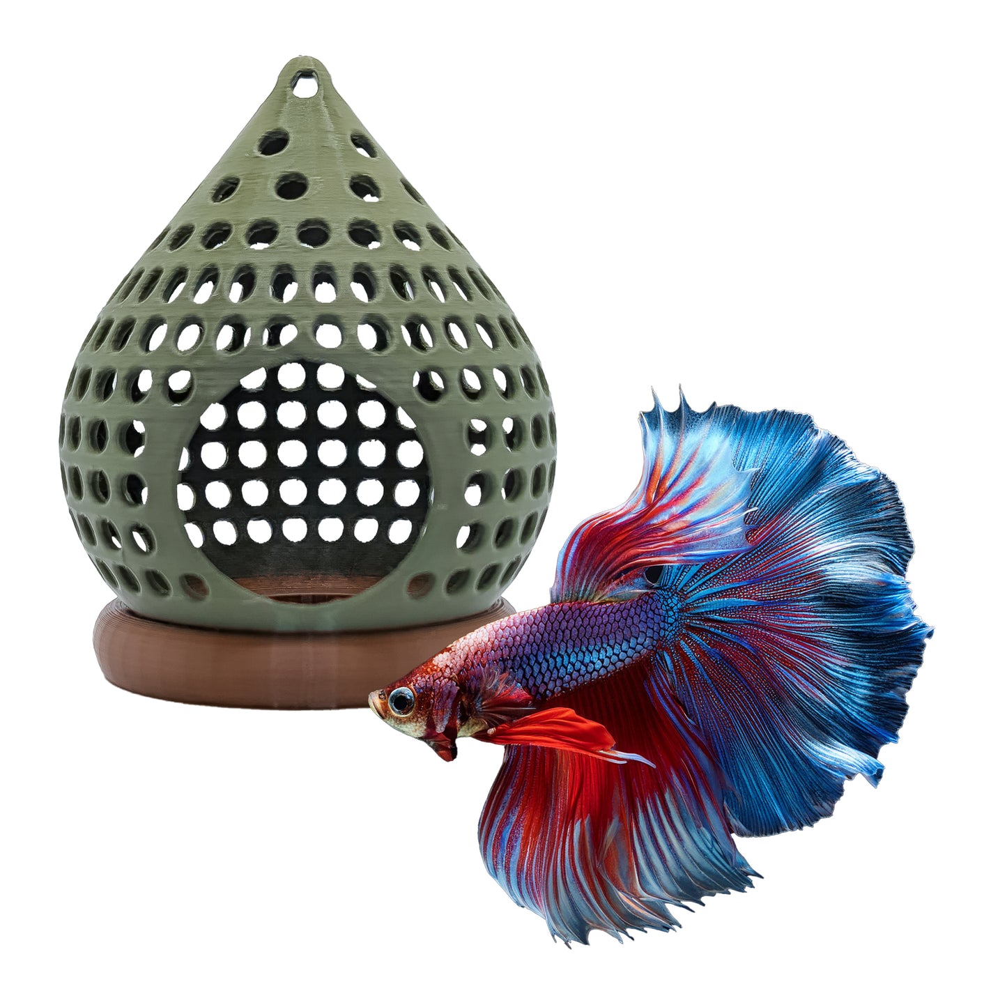Floating Aquarium Hide Cave | Betta & Shrimp Tank Decor | Dual Shelter & Feeding Ring