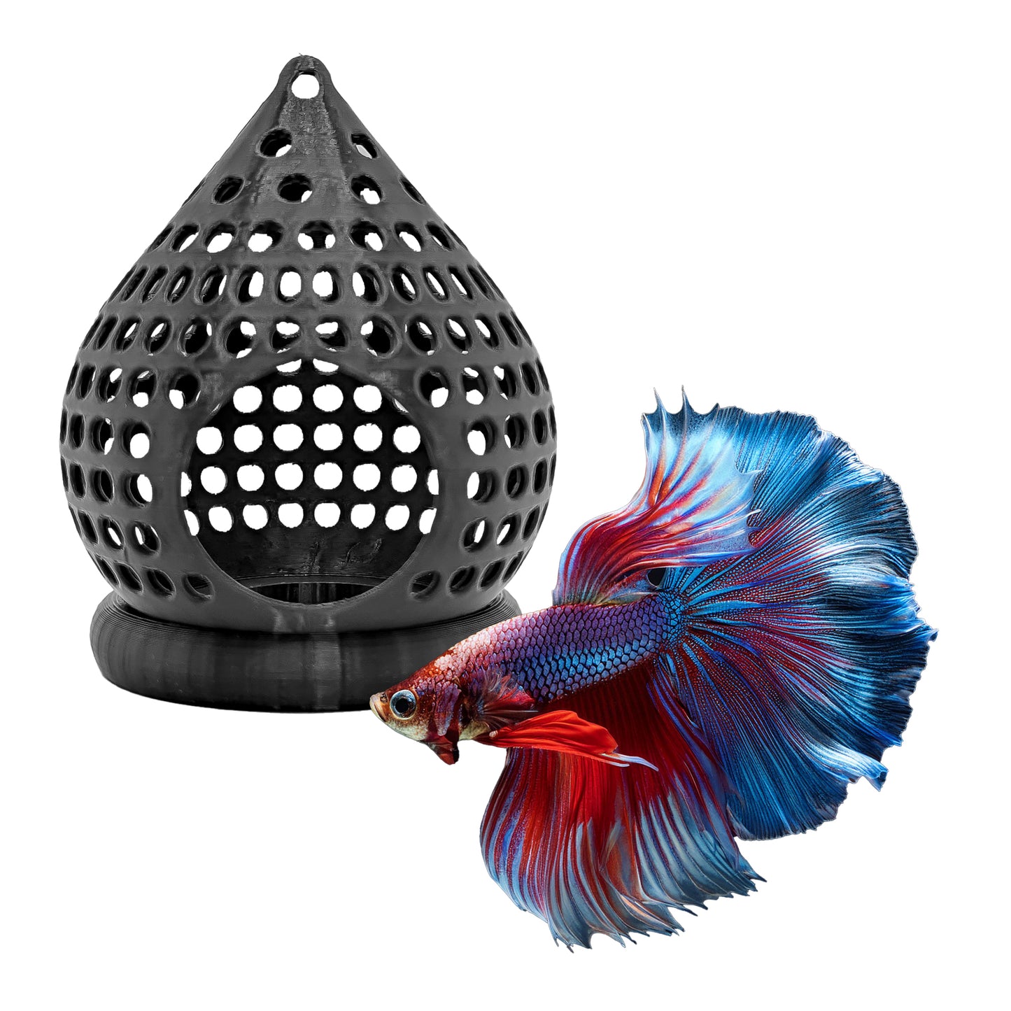 Floating Aquarium Hide Cave | Betta & Shrimp Tank Decor | Dual Shelter & Feeding Ring