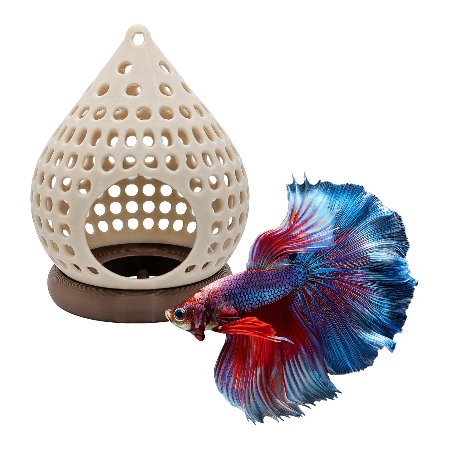 Floating Aquarium Hide Cave | Betta & Shrimp Tank Decor | Dual Shelter & Feeding Ring