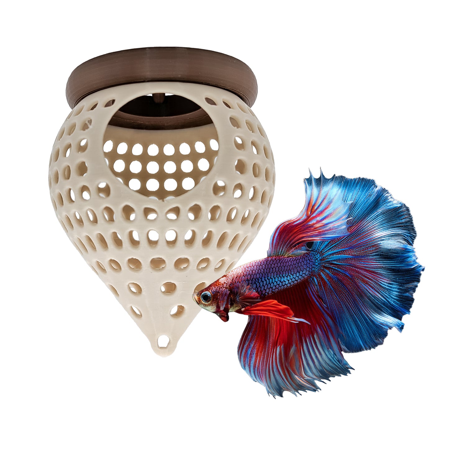 BettaPod Floating Aquarium Cave Log – Betta & Shrimp Hide | Natural Aquascape Decor (Fish Safe)