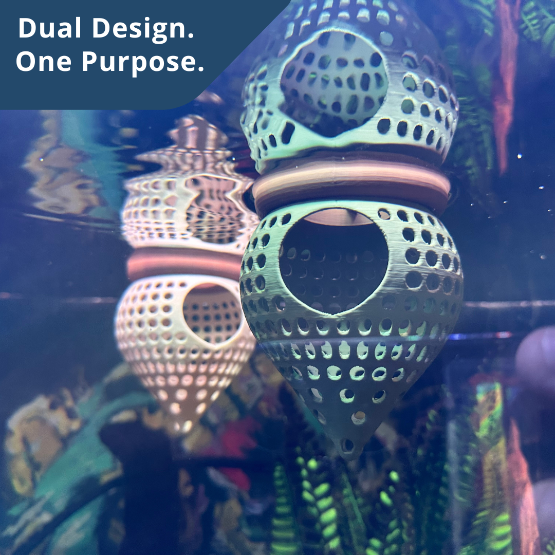 Floating Aquarium Hide Cave | Betta & Shrimp Tank Decor | Dual Shelter & Feeding Ring