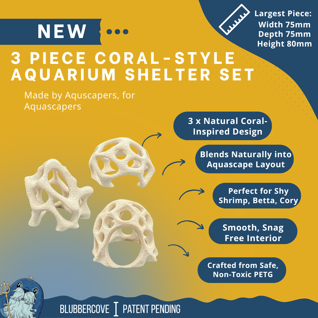 Aquarium Shrimp Hide Set – 3 Coral-Style Shelters for Corydoras, Guppies & Shrimp