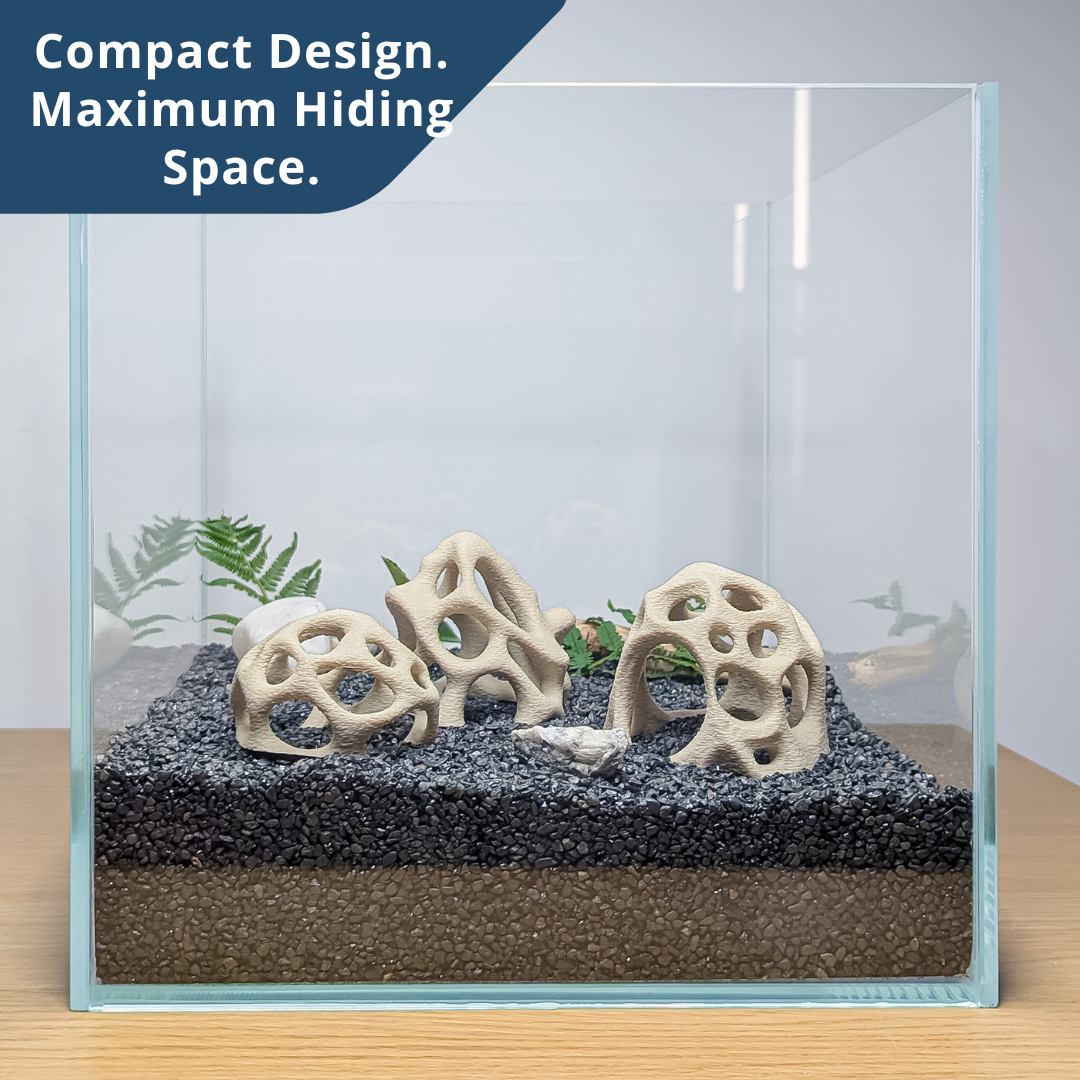 Aquarium Shrimp Hide Set – 3 Coral-Style Shelters for Corydoras, Guppies & Shrimp