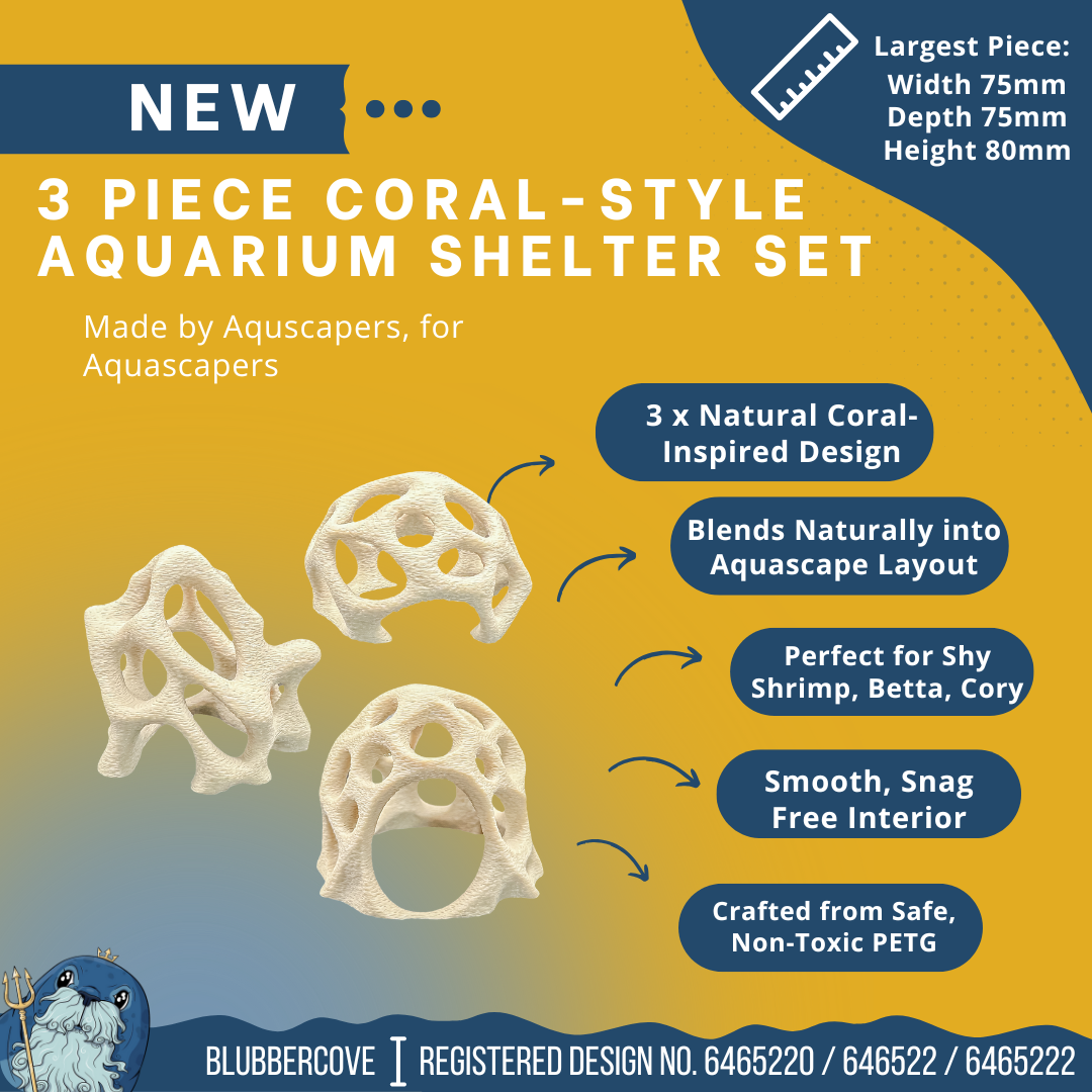 Aquarium Cave Shelter Set – Coral-Inspired Hides for Shrimp & Small Fish (3pc)