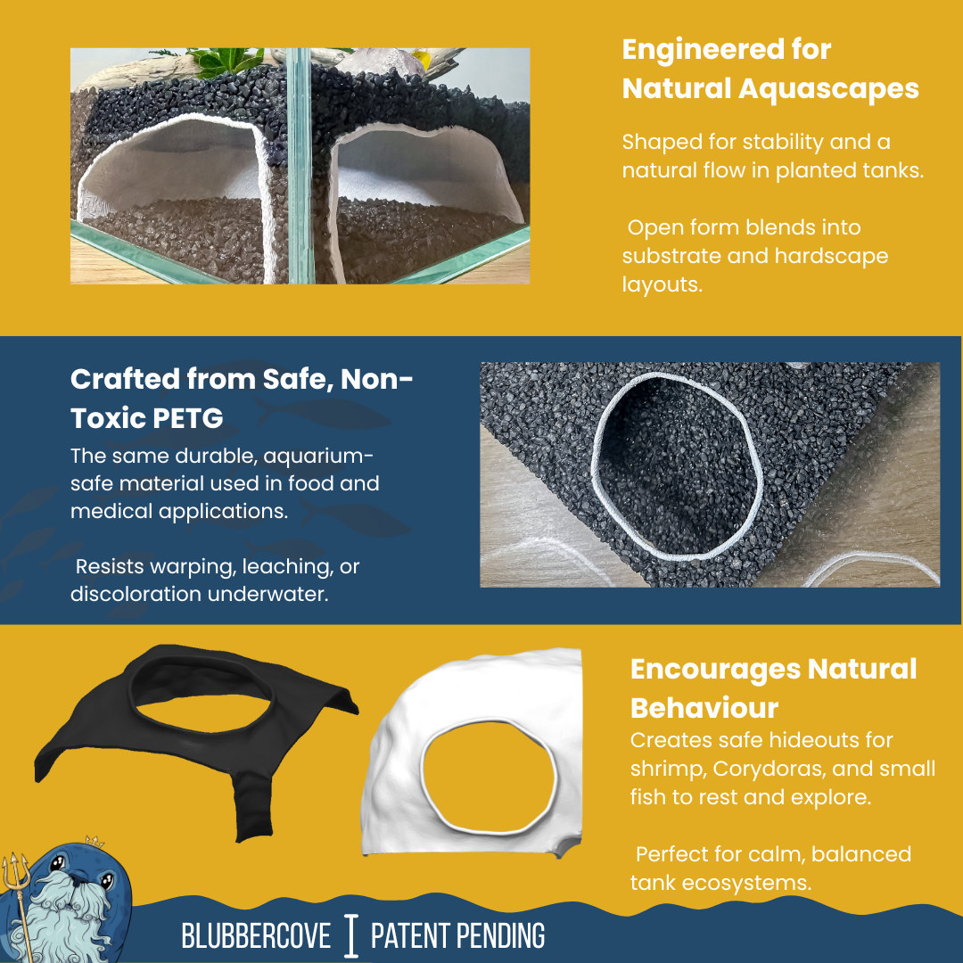 Corner Aquarium Cave Hide for Pleco, Shrimp & Betta | Natural Tank Decor