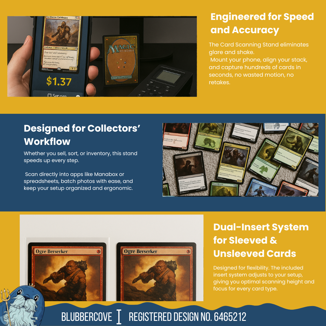 MTG Card Scanner Stand – Works with ManaBox, TCG Apps – Magic the Gathering Scanner for Deck Sorting, Live Sales & Fast Price Checks | Pokémon, Yu-Gi-Oh Bulk Sorting