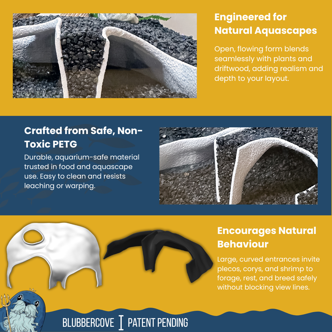 Aquarium Cave Tunnel – Large-Entrance Pleco & Shrimp Hide (Std/Large)
