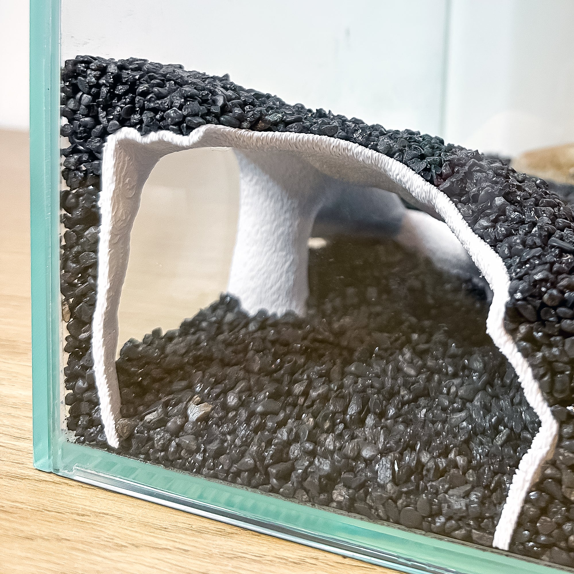 Corner Aquarium Cave Tunnel for Pleco & Shrimp – Large Entrance, Mangrove Style