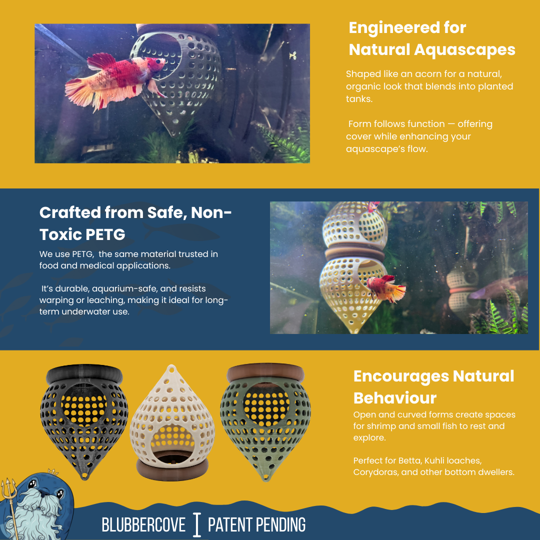 BettaPod Floating Aquarium Cave Log – Betta & Shrimp Hide | Natural Aquascape Decor (Fish Safe)