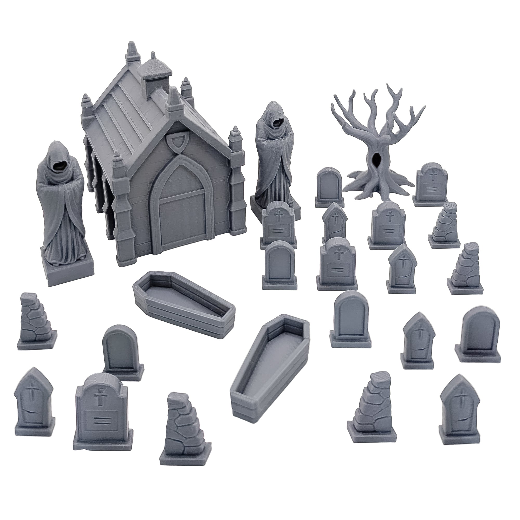 Graveyard Scatter Terrain for DND, RPG & Wargames – Mausoleum & Tombstones Kit