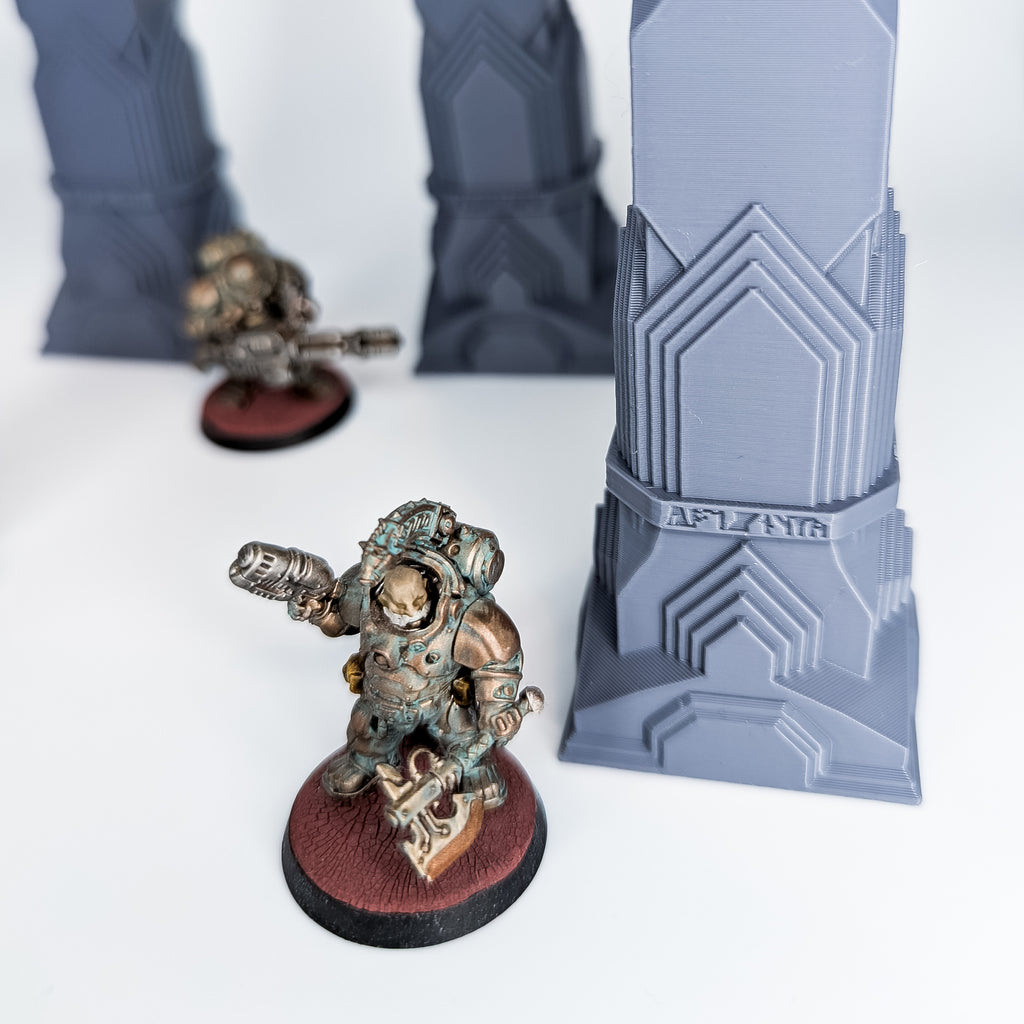 4x Ruined Pillars – Fantasy DnD Terrain for 28mm/32mm Minis