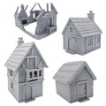 28mm Fantasy Village Buildings | DND RPG Scatter Terrain for Wargames