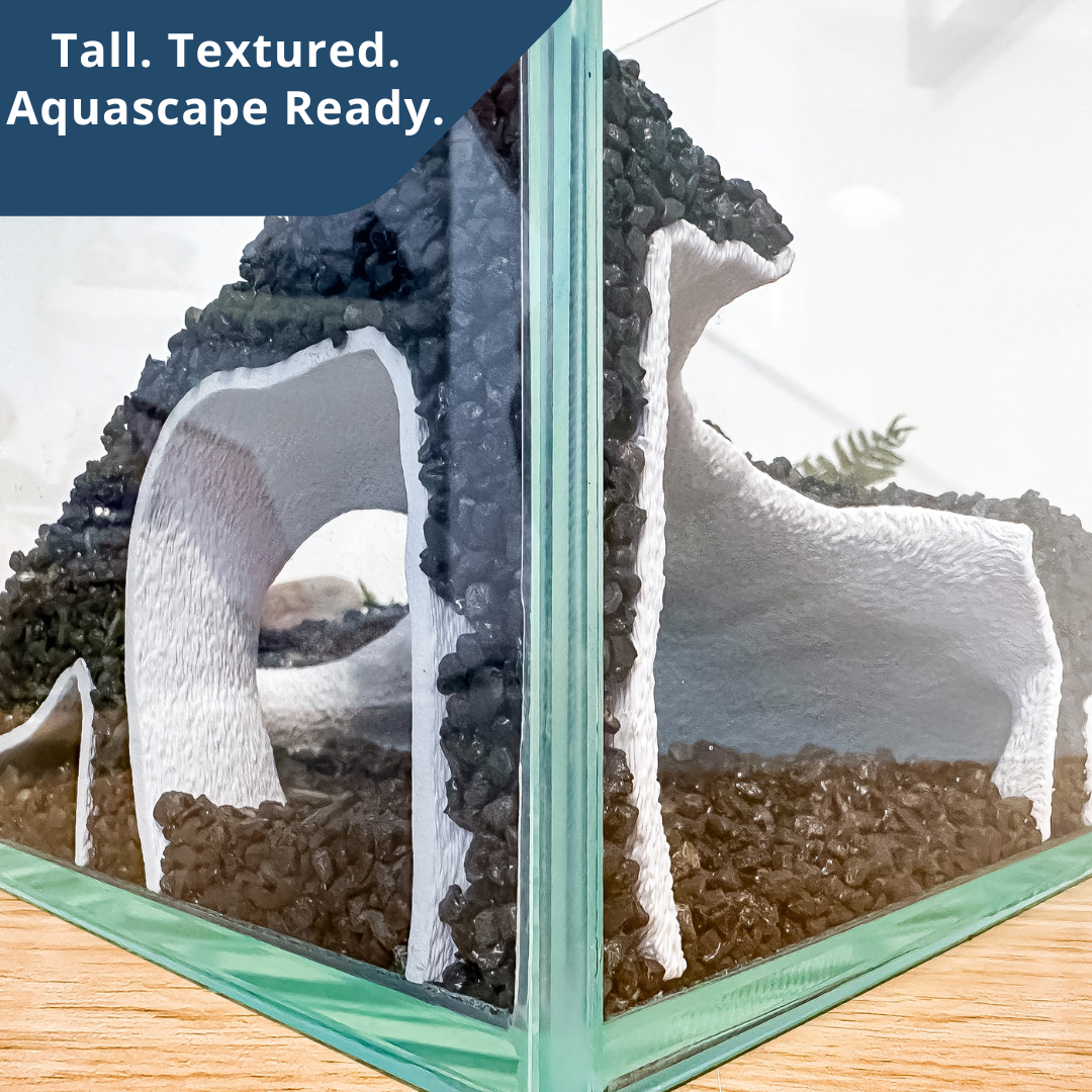 Corner Aquarium Cave Tunnel for Pleco & Shrimp – Large Entrance, Mangrove Style