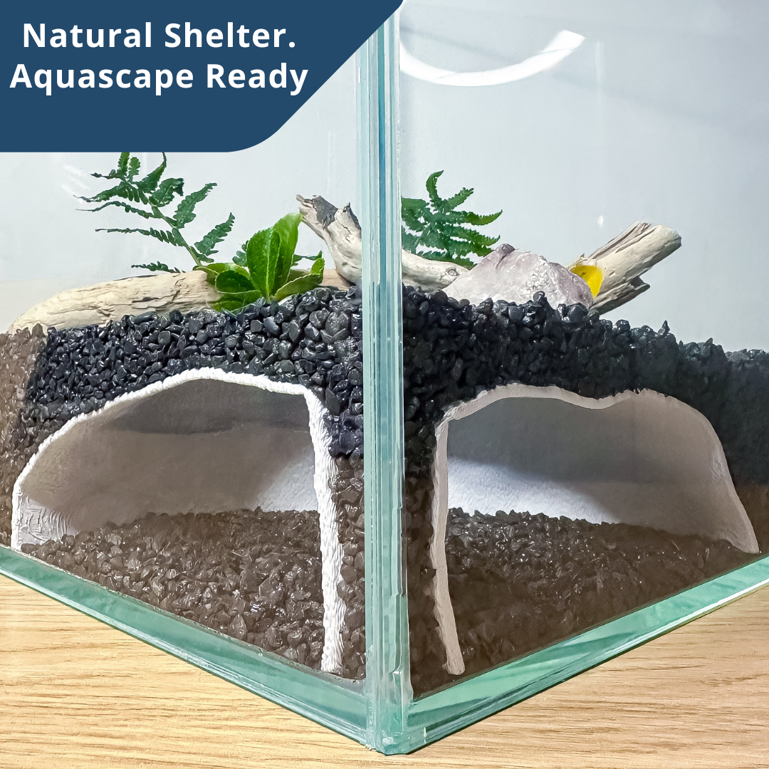 Corner Aquarium Cave Hide for Pleco, Shrimp & Betta | Natural Tank Decor