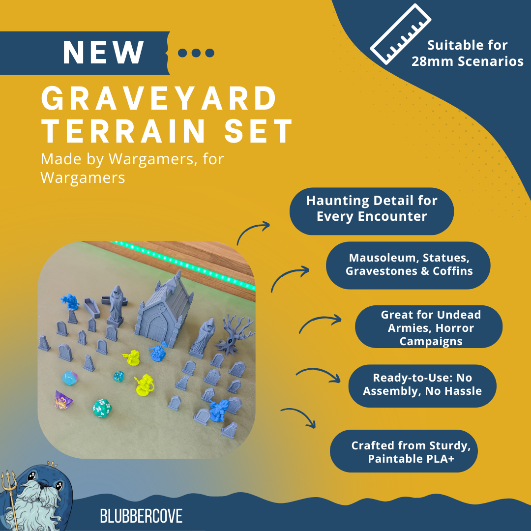 Graveyard Scatter Terrain for DND, RPG & Wargames – Mausoleum & Tombstones Kit