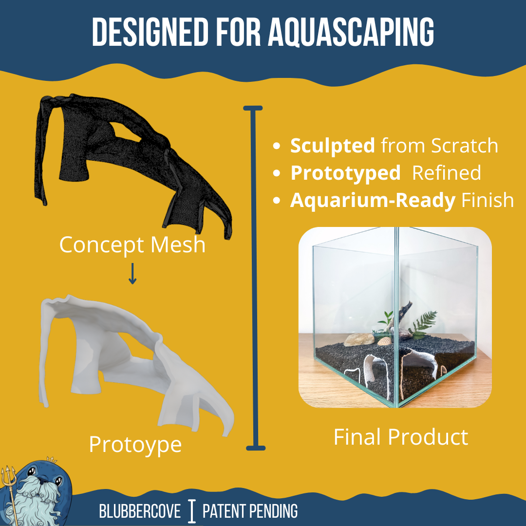 Corner Aquarium Cave Tunnel for Pleco & Shrimp – Large Entrance, Mangrove Style