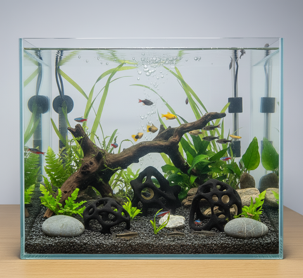 Aquarium Caves Set of 3 – Natural Aquascape Decor for Shrimp, Betta & Nano Fish