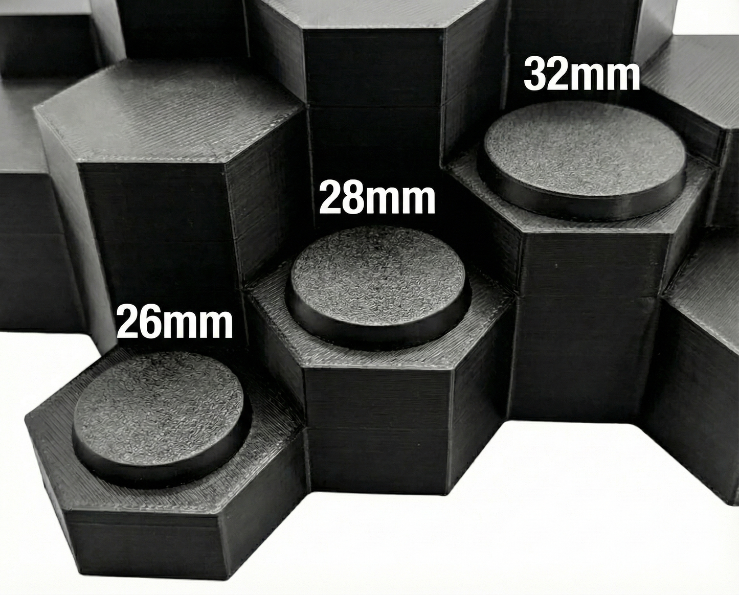 WarSplay™ Classic - Modular Miniature Display Stand | Tiered Hex Rack for 28mm - 32mm Bases