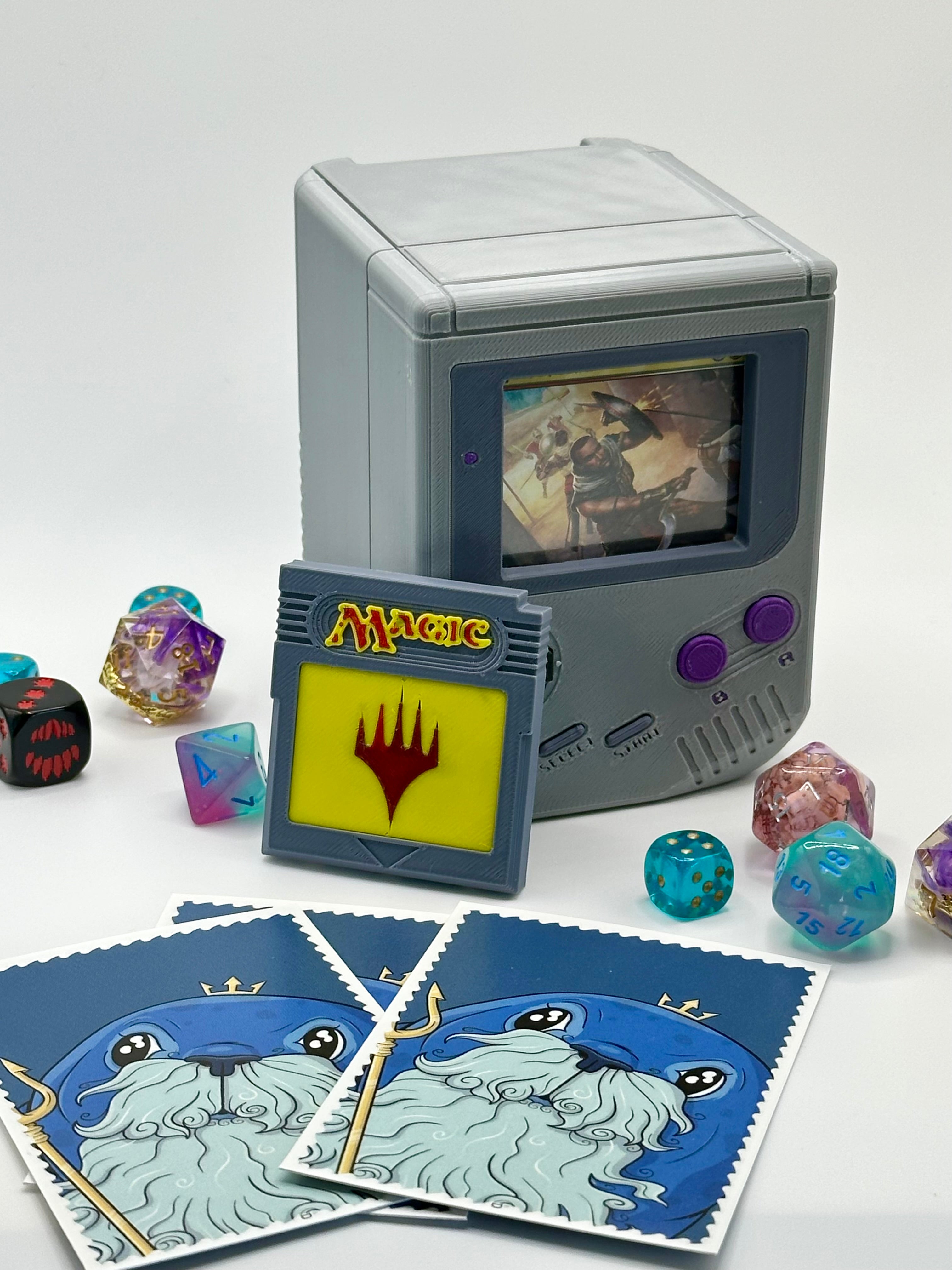 Gameboy Deck Box for MTG Commander | Retro TCG Case with Magnetic Lock | Holds 100+ Cards | EDH Yugioh Pokémon Gift