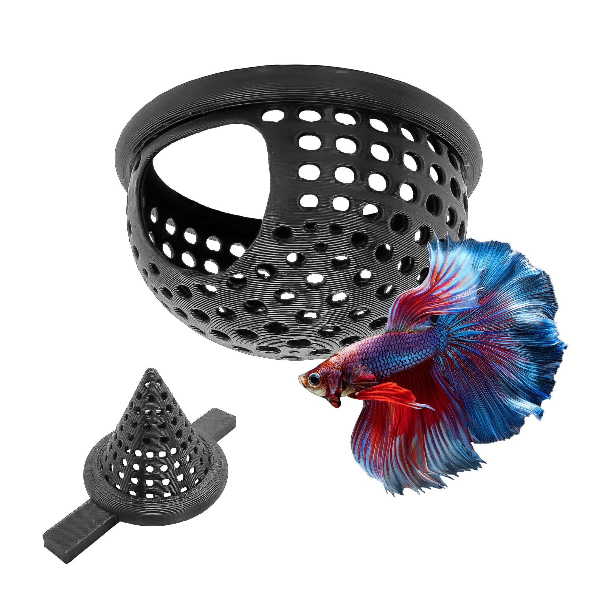 BettaPod Floating Betta Aquarium Hide Log with Feeder Insert