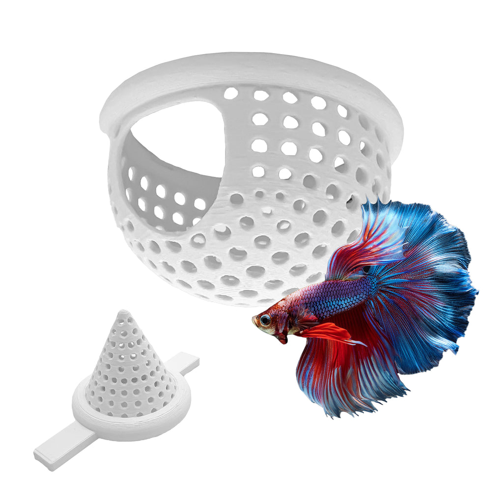 BettaPod Floating Betta Aquarium Hide Log with Feeder Insert