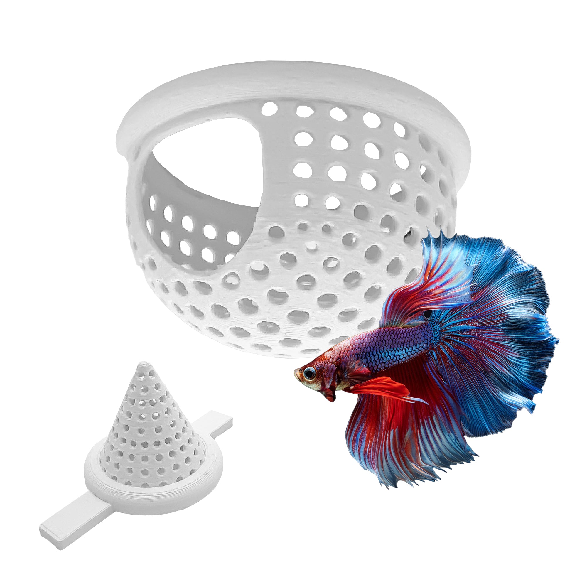 BettaPod Floating Betta Aquarium Hide Log with Feeder Insert