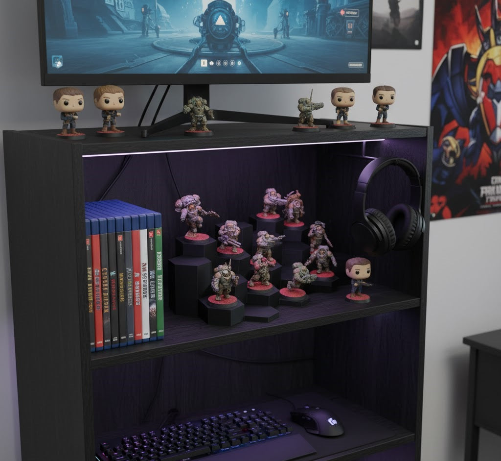 WarSplay™ Classic - Modular Miniature Display Stand | Tiered Hex Rack for 28mm - 32mm Bases