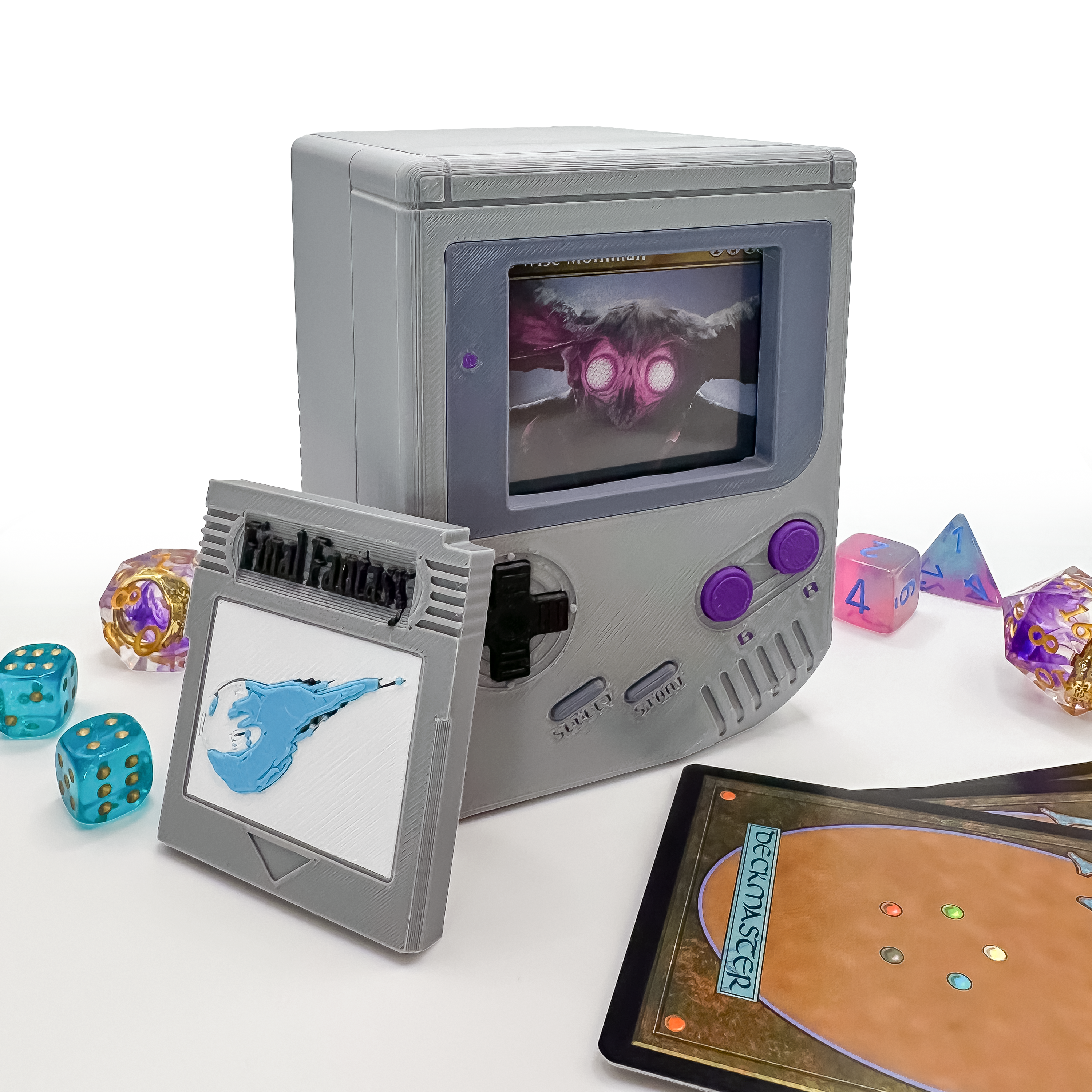 Final Fantasy Gameboy Deck Box for MTG Commander | Retro TCG Case with Magnetic Lock | Holds 100+ Cards | EDH Yugioh Pokémon Gift