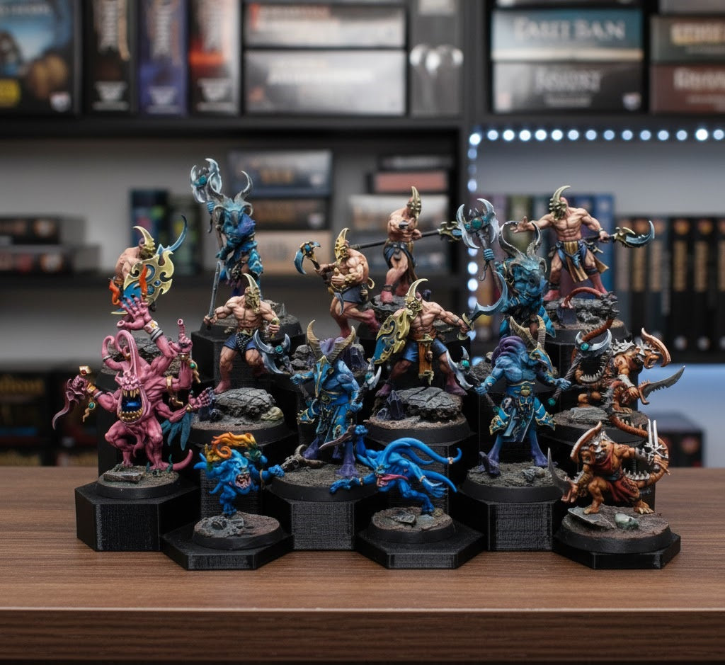 WarSplay™ Classic - Modular Miniature Display Stand | Tiered Hex Rack for 28mm - 32mm Bases