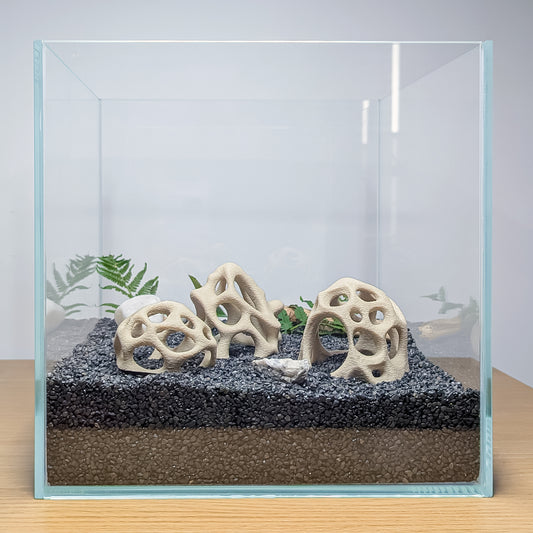 Aquarium Shrimp Hide Set – 3 Coral-Style Shelters for Corydoras, Guppies & Shrimp