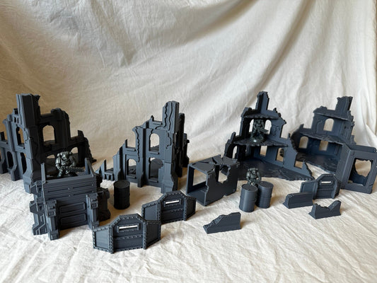 Terrain Scenery 40k bundle for Wargaming. Including ruins, walls, bunkers. Also works well for Kill Team, D&D, Tabletop, Miniature wargaming - Blubber Cove