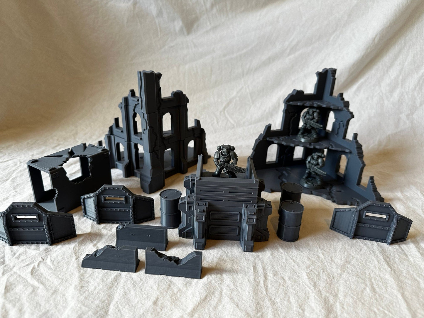 Terrain Scenery 40k bundle for Wargaming. Including ruins, walls, bunkers. Also works well for Kill Team, D&D, Tabletop, Miniature wargaming - Blubber Cove