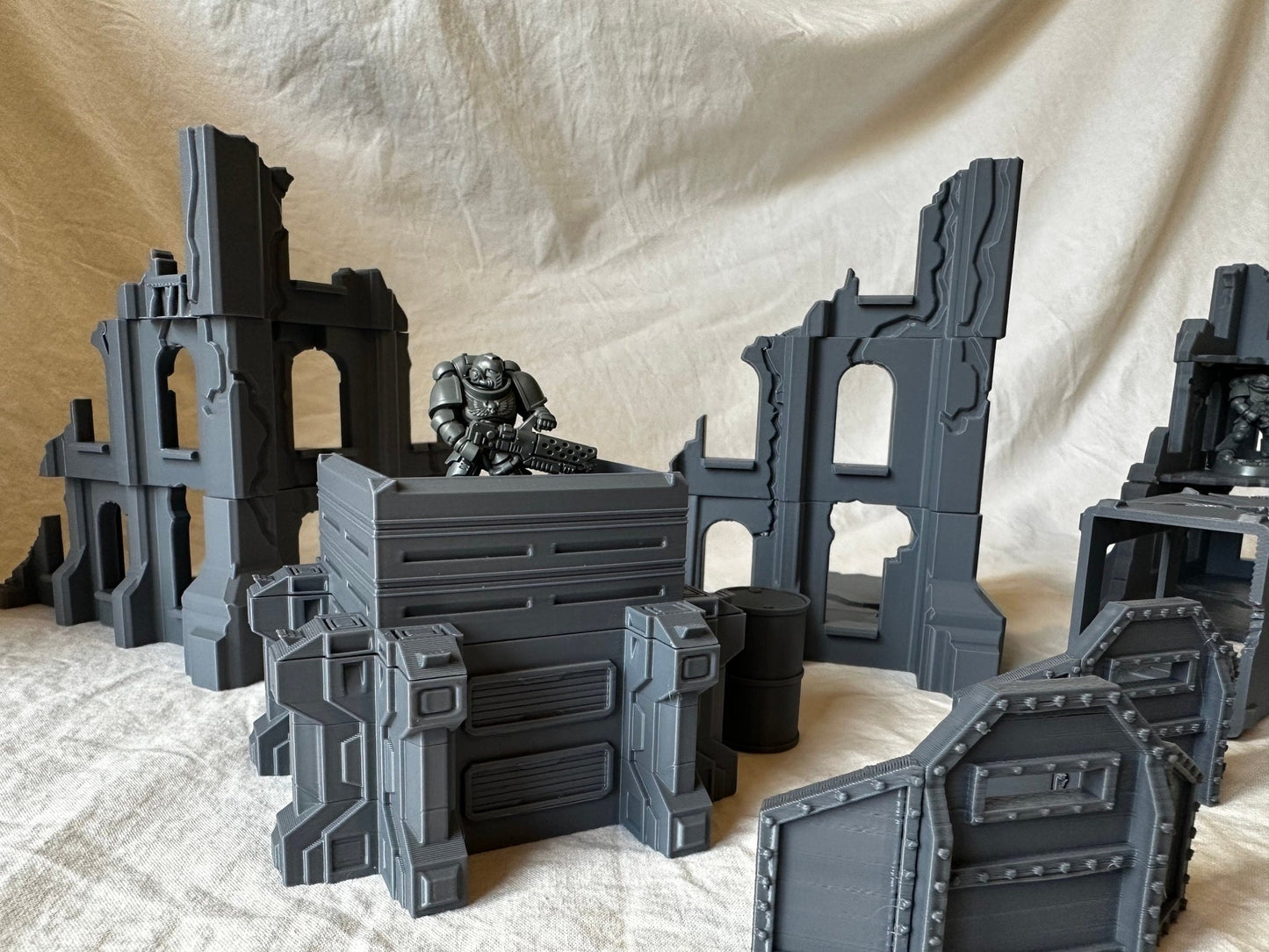 Terrain Scenery 40k bundle for Wargaming. Including ruins, walls, bunkers. Also works well for Kill Team, D&D, Tabletop, Miniature wargaming - Blubber Cove